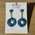 2 in 1 fánk alakú fülbevaló - türkiz kék márvány hatású lakkozott