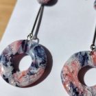 2 in 1 fánk alakú fülbevaló - tarka - márvány hatású - lakkozott