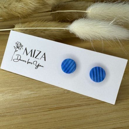 Pici pötty bedugós fülbevaló - kék-csíkos dombor mintájú