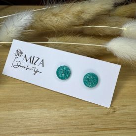 Pici pötty bedugós fülbevaló - türkizzöld-ezüst