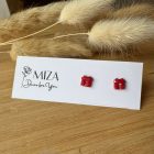 Mini ajándék doboz bedugós fülbevaló - piros-arany