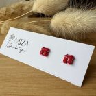 Mini ajándék doboz bedugós fülbevaló - piros-arany