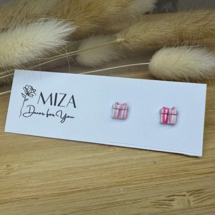 Mini ajándék doboz bedugós fülbevaló - csíkos