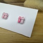 Mini ajándék doboz bedugós fülbevaló - csíkos