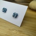 Mini ajándék doboz bedugós fülbevaló - petrol - ezüst