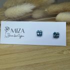 Mini ajándék doboz bedugós fülbevaló - petrol - ezüst