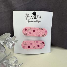 Rózsaszín pöttyös - bőr hatású krokodilcsat szett 