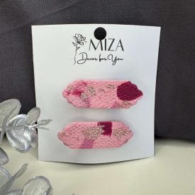 Rózsaszín folt mintás textúrált -  krokodilcsat szett 