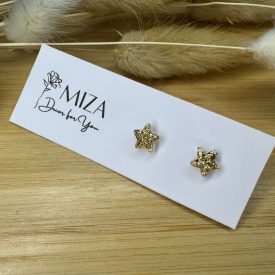 Mini csillag bedugós fülbevaló - arany, textúrált