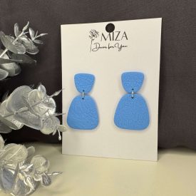   2 részes tompa trapéz fülbevaló - világoskék - bőr hatású