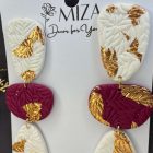 3 részes - arany - fehér - burgundi - levél textúrájó