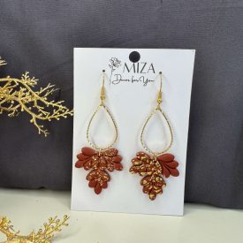 Rozsda - arany levél - lógós fülbevaló