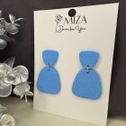 2 részes tompa trapéz fülbevaló - világoskék - bőr hatású