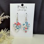 2 részes levél - piros - kék virágos