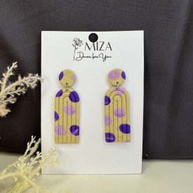 Bézs - lila pöttyös