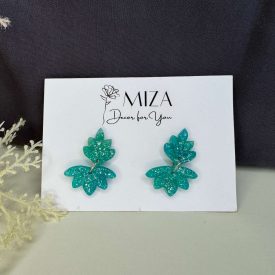 2 részes mini legyező - türkizzöld - ezüst