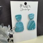 2 részes tompa trapéz fülbevaló - türkizkék márvány mintás