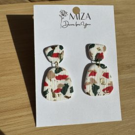   2 részes tompa trapéz fülbevaló - fehér - piros, zöld, drapp, arany