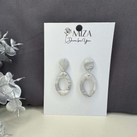 2 részes ovális fánk - fehér - szürke márvány mintás