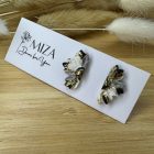 Fél virág bedugós fülbevaló - fekete-fehér-szürke-arany 1