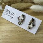 Fél virág bedugós fülbevaló - fekete-fehér-szürke-arany 1