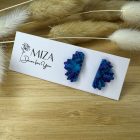 Fél virág bedugós fülbevaló - türkiz-királykék füstfóliás