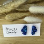 Fél virág bedugós fülbevaló - türkiz-királykék füstfóliás