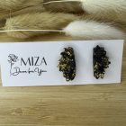 Fél virág bedugós fülbevaló - Fekete - arany