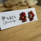 Fél virág bedugós fülbevaló - tarka (magenta-narancs - törtfehér - arany)