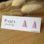 Fenyőfa bedugós fülbevaló - rózsaszín