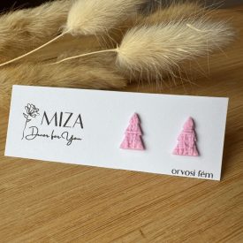 Fenyőfa bedugós fülbevaló - rózsaszín