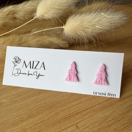 Fenyőfa bedugós fülbevaló - rózsaszín
