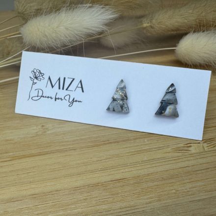 Fenyőfa bedugós fülbevaló - szürke tarka