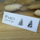 Fenyőfa bedugós fülbevaló - szürke tarka