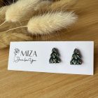 Karácsonyfa bedugós fülbevaló - arany pöttyökkel