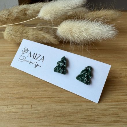 Karácsonyfa bedugós fülbevaló - ezüst gyöngyökkel 