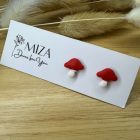 Pici gomba bedugós fülbevaló - piros-fehér