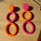 3 részes ovális fülbevaló - narancs - magenta