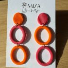 3 részes ovális fülbevaló - narancs - magenta