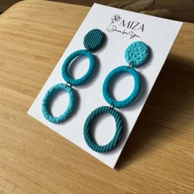 3 részes ovális fülbevaló - türkiz