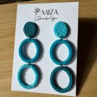 3 részes ovális fülbevaló - türkiz