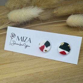   Közepes méretű pötty bedugós fülbevaló - magyaros tarka