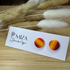   Közepes méretű pötty bedugós fülbevaló - őszi színátmenetes 2