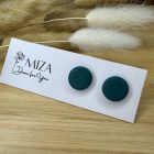 Közepes méretű pötty bedugós fülbevaló - fenyő zöld