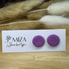 Közepes méretű pötty bedugós fülbevaló - lila textúrált, 1,2 cm