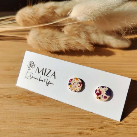 Kis méretű pötty bedugós fülbevaló - fürjtojás kollekció - füge