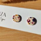 Kis méretű pötty bedugós fülbevaló - fürjtojás kollekció - füge