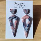 2 részes lándzsa alakú fülbevaló - tarka - márvány hatású - lakkozott