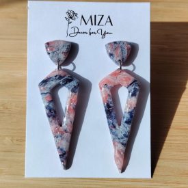   2 részes lándzsa alakú fülbevaló - tarka - márvány hatású - lakkozott