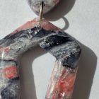 2 részes lándzsa alakú fülbevaló - tarka - márvány hatású - lakkozott